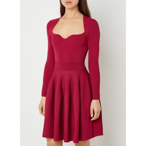 Ted Baker Vienna Sweetheart Neckline Flare Dress Dark Pink Medium Knee Length - Picture 2 of 16